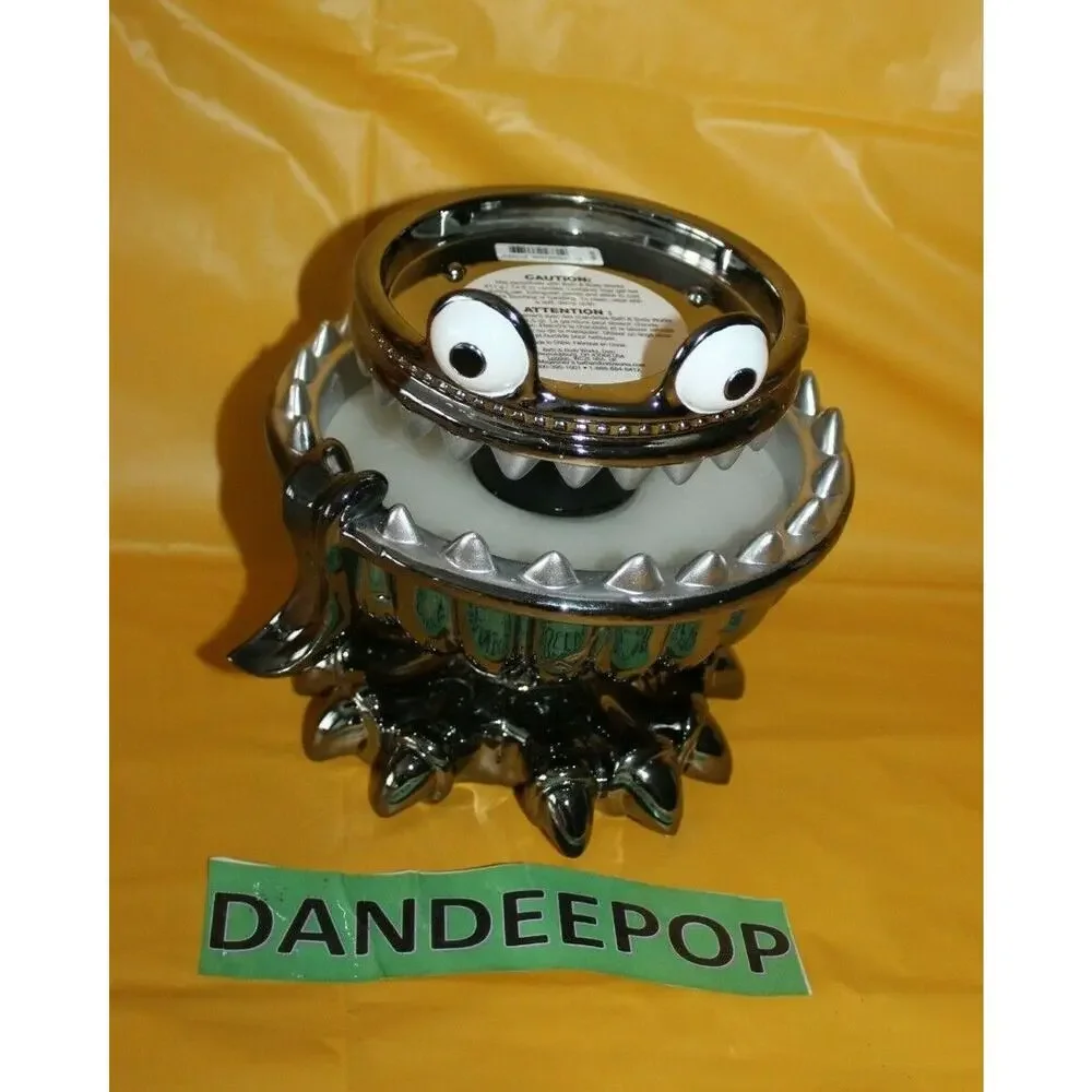 Bath & Body Works 2021 Monster Glow Halloween 3 Wick Jar Pedestal Candle Holder - Picture 5 of 11